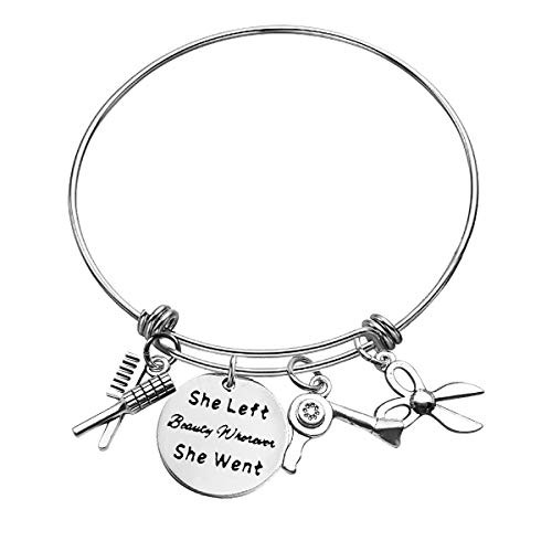 Hairdresser Gift Hair Stylist Charm Bracelet Hairdresser Jewelry Hair Stylist Gift She Left Beauty Wherever She Went Bangle Hairstylist Cosmetology Graduation Gift Her Perfect Gift for Stylists Hairdresser Gift Hair Stylist Charm Bracelet Hairdresser Jewelry Hair Stylist Gift She Left Beauty Wherever She Went Bangle Hairstylist Cosmetology Graduation Gift Her Perfect Gift for Stylists