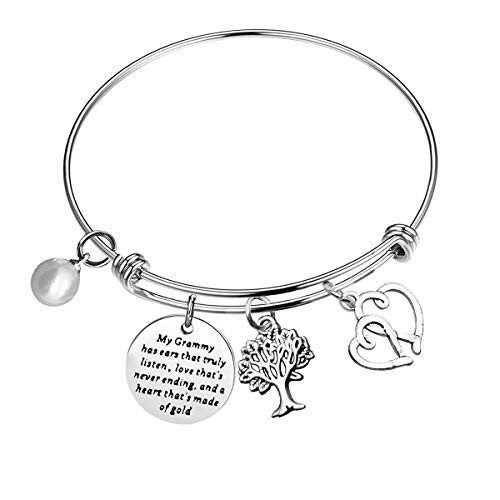 Grammy Bracelet Grandma Birthday Thanksgiving Christmas Gifts Grammy Charm Expandable Wire Bangle Mothers Day Grandma Gifts Nana Bracelet Gifts for Grammy Best Grammy Ever Bangle Grandmom Jewelry Gift