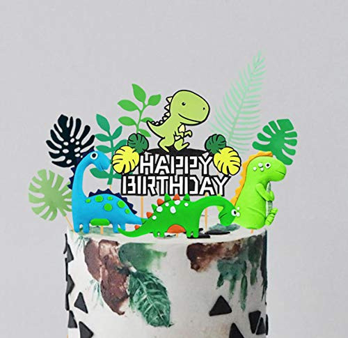11 PCS LaVenty Dinosaur Birthday Cake Decoration Dinosaur Cake Toppers Dinosaur Theme Cake Decoration for Kids Birthday Baby Shower Party Decorations