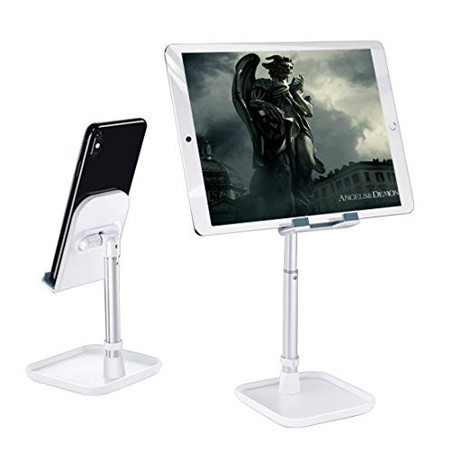 Cell Phone Stand for Desk Adjustable Height Angle Cell Phone Stand Holder Cradle Dock for Desk Desktop Sturdy Aluminum Metal Phone Holder Compatible with iPhoneiPadKindleMobile PhoneTablet