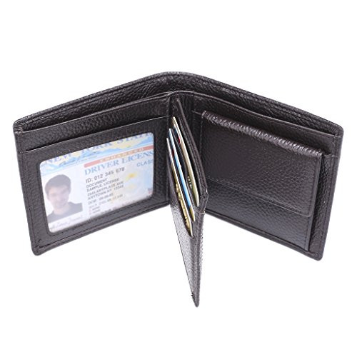 RFID Blocking Wallet for Men  Genuine Leather Bifold Wallet With Coin Pocket