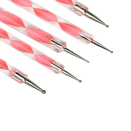 LengedHope Pink Nail Tips Dotting Pen Painting Dots Brush for Manicure Rhinestone Picker Polish Nail Art Pen 5pcs Tools