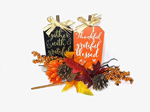 WTM Fall Miniature Wooden Sign Autumn Harvest Thanksgiving Holiday Table Signs Decor Decorations Bundle with a Touch of Fall Each 35 x 525 inches