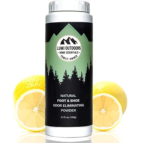 Natural Foot Powder Deodorizer  Shoe Odor Eliminator  Talc Free Foot Deodorant by Lumi Outdoors