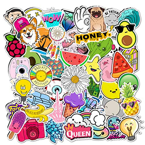 Cute 50 Pcs VSCO Stickers for Hydro Flask Water Bottles and LaptopWaterproofAestheticTrendy Stickers for TeensGirlsBoysTravel Case Refrigerator Laptop Bicycle Vinyl Decal