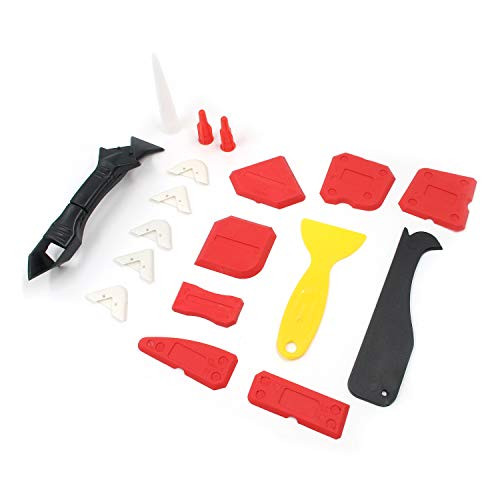 MTMTOOL 18 Pieces Caulking Tool Kit Silicone Sealant Finishing Tool Grout Scraper Caulk Remover Caulk Nozzle Caulk Caps 3 in 1 Caulking Tools with 5Pcs Replaceable Pads MTMTOOL 18 Pieces Caulking Tool Kit Silicone Sealant Finishing Tool Grout Scraper Caulk Remover Caulk Nozzle Caulk Caps 3 in 1 Caulking Tools with 5Pcs Replaceable Pads