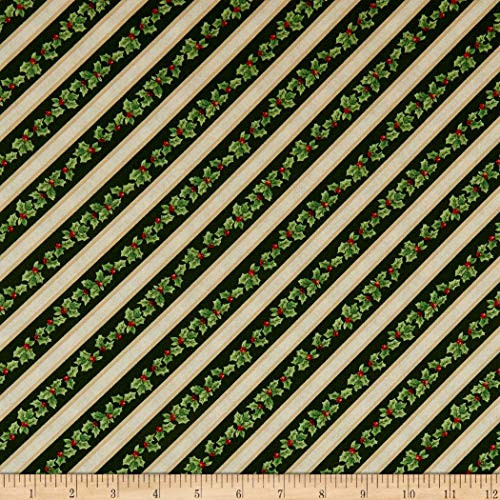 Susan Winget Evergreen Farm Holly Stripe Green Fabric by the Yard