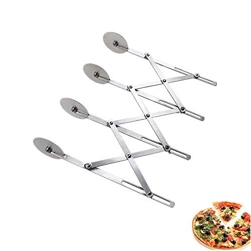 4 Wheel Stainless Steel Pastry CutterExpandable Pizza SlicerAdjustable Cutter Roller Cookie Dough Cutter Divider