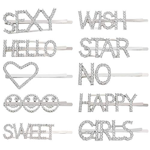ZIXI 10PCS Sparkly Letter Bling Hair Clip Word Barrettes Pins Crystal Bobby Pins Bling Handmade Luxury Rhinestones Hair Jewellery Headwear Accessories Gold for Women Girls Styleb ZIXI 10PCS Sparkly Letter Bling Hair Clip Word Barrettes Pins Crystal Bobby Pins Bling Handmade Luxury Rhinestones Hair Jewellery Headwear Accessories Gold for Women Girls Styleb