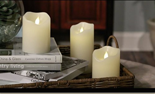 Gerson 425423 x 4 Ivory Vanilla Scent Wavy Edge Motion Flame Battery Operated LED Wax Candle Light with Timer 2 pack