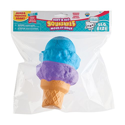 The Orb Factory Jumbo Double Ice Cream Cone Soft'n Slo Squishies, Blue/Purple, 10.83" x 9.25'' x 3.50"
