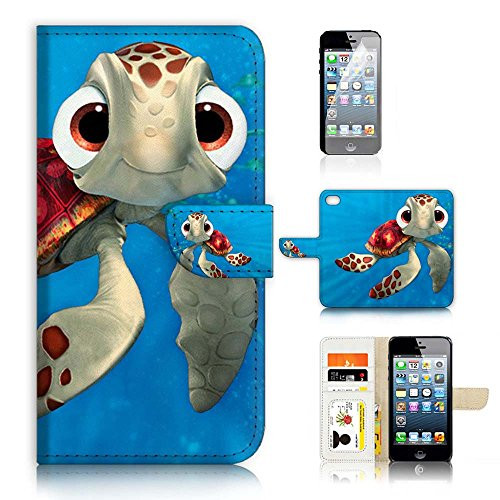 for iPhone 6 PlusiPhone 6S Plus Flip Wallet Case Cover  Screen Protector Bundle  A21273 Cartoon Turtle