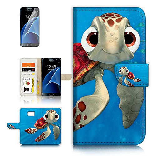 for Samsung S7 Galaxy S7 Flip Wallet Case Cover  Screen Protector Bundle  A21273 Cartoon Turtle