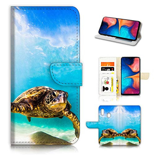 for Samsung A20 A30 Galaxy A20 A30 Designed Flip Wallet Phone Case Cover A21911 Blue Sea Turtle 21911
