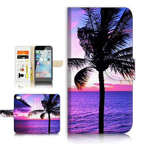 for iPhone 5 iPhone 5S iPhone SE 2016 Designed Flip Wallet Phone Case Cover A21747 Tropical Palm Tree Beach 21747