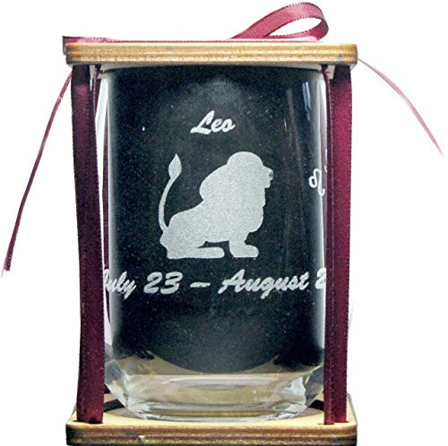Leo Astrological Sign 360 Degree Engraved Stemless Wine Glass