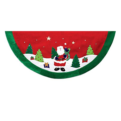 Kurt Adler 48-Inch Red and Green Treeskirt with Santa Scene