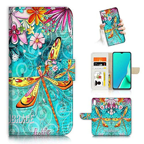 for Samsung A01 Galaxy A01 Designed Flip Wallet Phone Case Cover A21095 Flower Dragonfly 21095