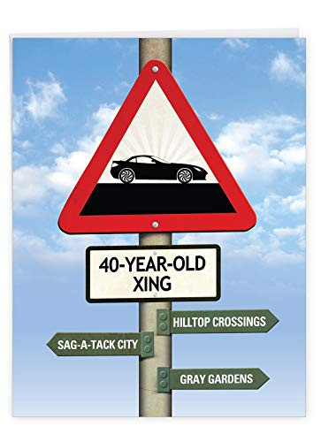 NobleWorks 40 Year Old Crossing  Milestone Birthday From Us Card with Envelope Letterhead 85 x 11 Inch  Milestone Sign J9967MBGUS
