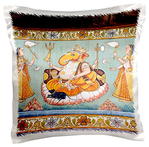 3dRose pc_188254_1 Mural Painted on The Wall, Mehrangarh Fort, Jodhpur, Rajasthan, India. - pillow Case, 16 by 16"