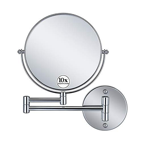 GloRiastar 10X Magnification Wall Mounted Makeup Mirror Double Sided Magnifying Makeup Mirror for Bathroom 8 inch Extension Polished Chrome Finished Mirror GloRiastar 10X Magnification Wall Mounted Makeup Mirror Double Sided Magnifying Makeup Mirror for Bathroom 8 inch Extension Polished Chrome Finished Mirror