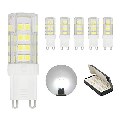 CliCli G9 LED Light Bulb 4W 40W G9 Halogen Equivalent 110130V G9 Daylight White 6000K LED Lamp 380LM Nondimmable G9 Bipin Ceramic Base for Under Counter Chandelier Ceiling Lighting 6Pack
