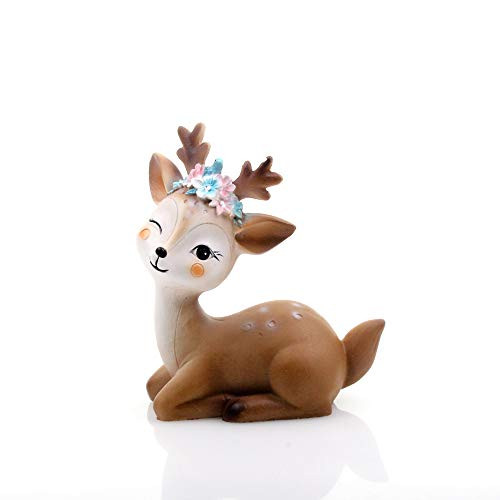 HanYoer Cute Deer Figurines Cake Topper Cute Animal Miniature Figurines Cute Doe Fawn Ornaments Cake Toppers Decoration Style 03