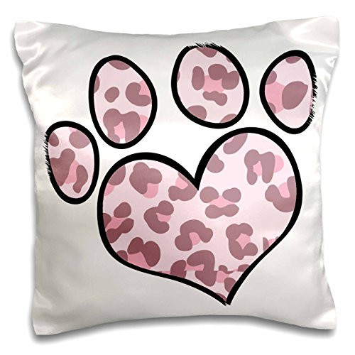 3dRose Cute Paw Print In Pink Leopard-Pillow Case, 16 by 16" (pc_122543_1)