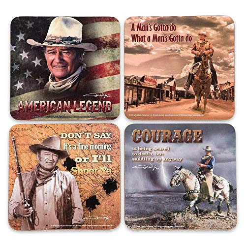 John Wayne Coasters -Set of four: American Legends- Courage- I'll Shoot...- Man's Got...