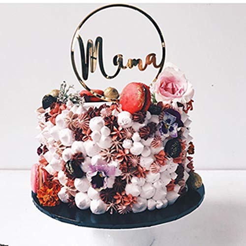 YUINYO ROSE GOLD MOM Happy Birthday Cake Topper For MOM party Cake Topper for mama cake topper decorations Happy mother party supplies Gold Acrylic