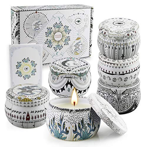 Scented Candle Sets for Gift Aromatherapy Candles Natural Soy Wax Stress Relief Candles for Women Portable Travel Tin Candles Women Gift with Strongly Fragrance Essential Oils 6 Pack Scented Candle Sets for Gift Aromatherapy Candles Natural Soy Wax Stress Relief Candles for Women Portable Travel Tin Candles Women Gift with Strongly Fragrance Essential Oils 6 Pack
