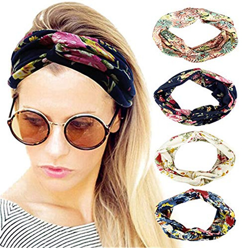 4 Pack Women Headbands Vintage Elastic Boho Floal Style Criss Cross Hair Band Head Wrap Cute Hair Accessories 4 Pack Women Headbands Vintage Elastic Boho Floal Style Criss Cross Hair Band Head Wrap Cute Hair Accessories