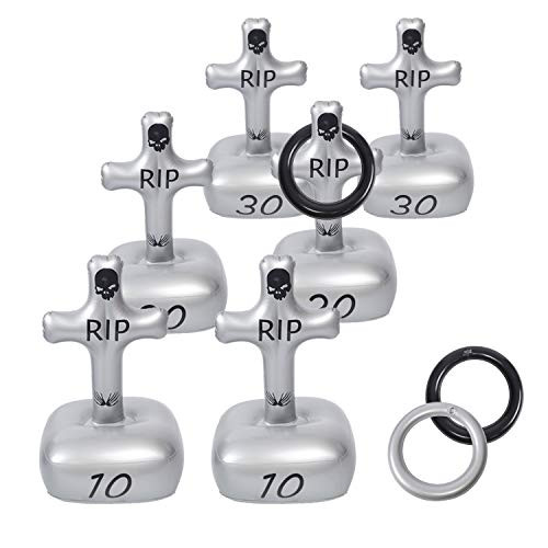 Zcaukya Halloween Ring Toss Game Inflatable Tombstones Ring Toss Game for Halloween Party Games Carnival Party Games For Toddlers Kids Adult