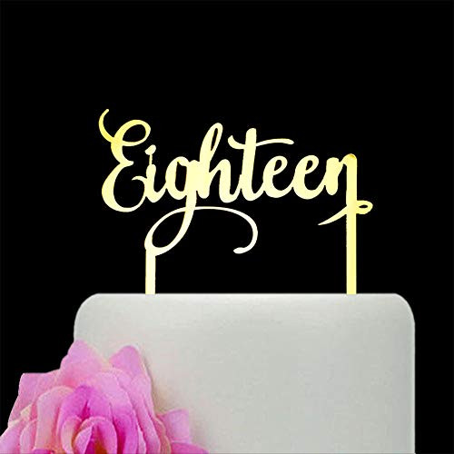 Eighteen Cake Topper Happy 18th Birthday Cake Toppers 18th Wedding Anniversary Party Decorations Gold