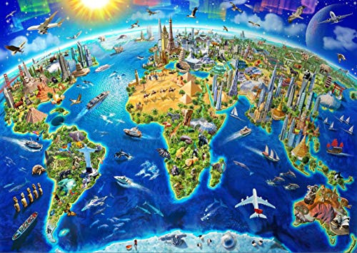 Jigsaw Puzzle 1000 Pieces Puzzle for Kids and Adult  World Landmarks Map Jigsaw Puzzle 275inch X197 inch