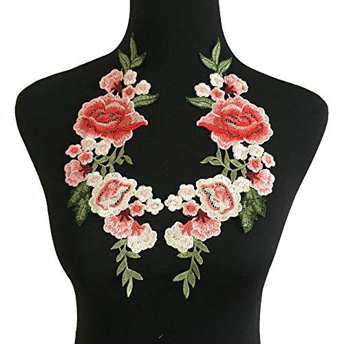 2pcs Beautiful Flowers Embroidered Iron on Applique Patches