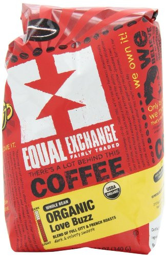 Whole Bean Organic Coffee Love Buzz Equal Exchange 10 oz Bag