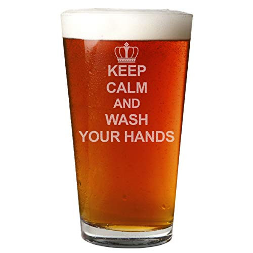 Keep Calm and Wash Your Hands Etched 16oz Pint Beer Glass