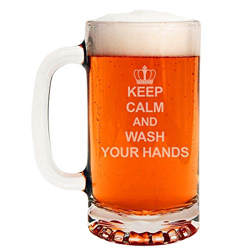 Keep Calm and Wash Your Hands Etched 16oz Beer Mug