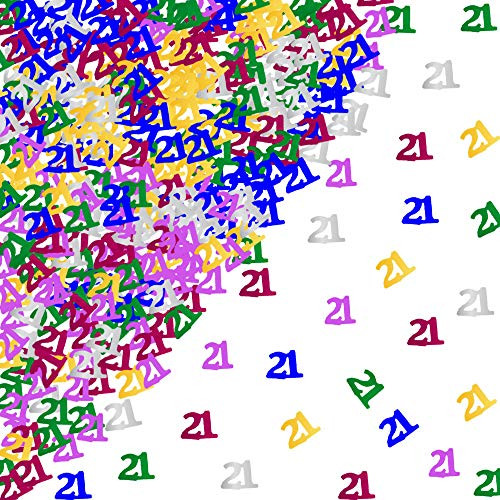 21 Confetti 21th Birthday ConfettiNumber 21 Confetti 21th Anniversary Party Confetti for Party Table Decoration Supplies or DIY Multicolor 15OZ 1500Pieces