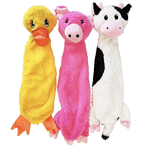 American Pet Supplies Squeaky Chew Toys Set for Dogs Squeaky Duck Pig and Cow Plush Dog Toys Tough and Durable Toys for Pets
