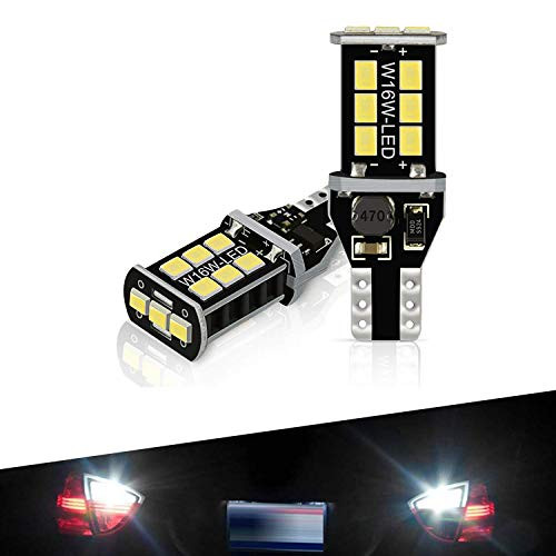 CCAUTOVIE LED Backup Light Bulb Error Free 921 912 T15 W16W LED Bulb for Backup Reverse Lights Xenon White 2400 Lumens