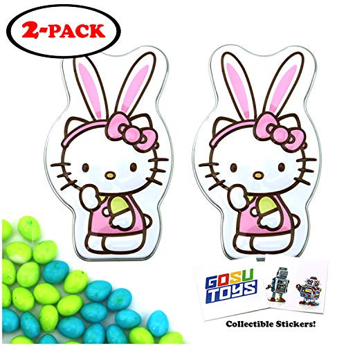 Hello Kitty Speckled Easter Eggs Bunny Tin Candy 2 Pack Sweet Flavor Gift Stuffer with 2 GosuToys Stickers