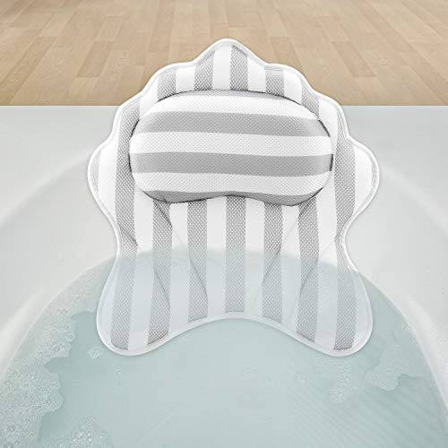 Hossejoy Luxury Spa Bath Pillow with 6 Suction Cups Bathtub Cushion for Neck Head Shoulder and Back Support Great For Hot Tub Jacuzzi Spas