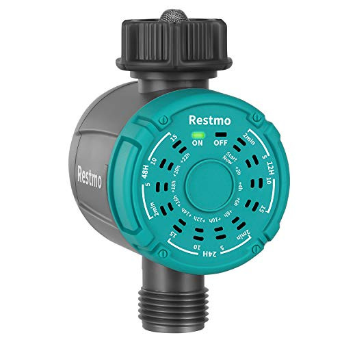 Restmo Water Timer for Hose Faucet Automatic Digital Programmable Sprinkler Timer with Manual ONOff and Rain Delay Single Outlet Ideal for Outdoor Garden and Lawn Drip Irrigation Control System