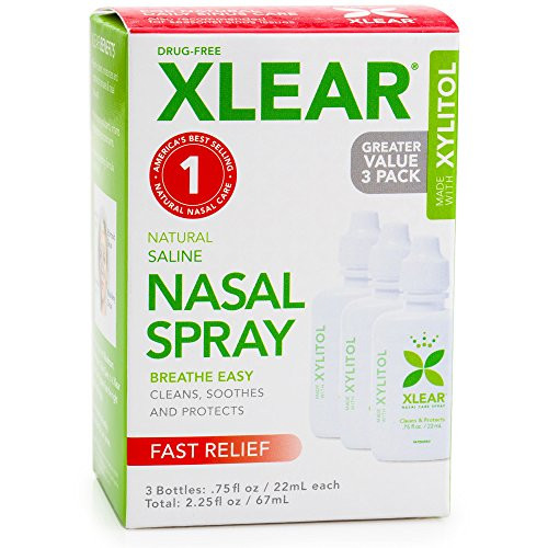 Xlear Saline Nasal Spray with Xylitol  075 oz  3 ct