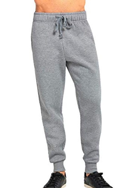 JMR Mens Fleece Sweat Pants Elastic Waistband with Drawstring Cuffed Bottom Sweatpants with Side Pockets 4XLarge Heather Grey