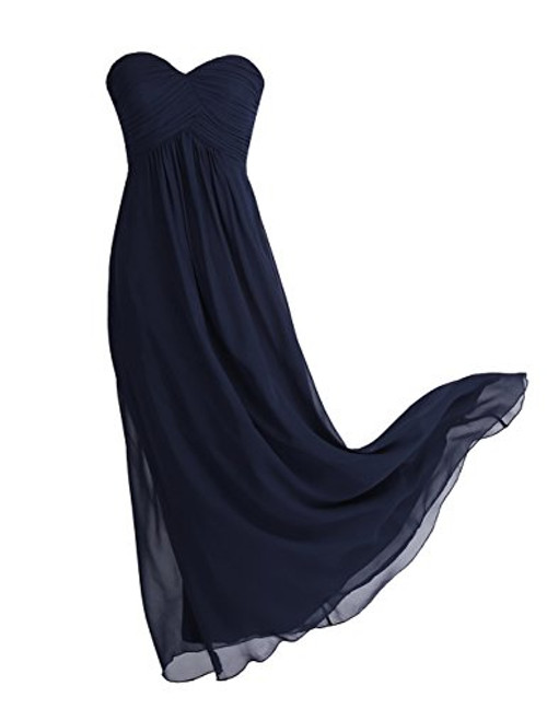 YiZYiF Sweetheart Bridesmaid Chiffon Prom Dresses Strapless Long Evening Gowns Navy 6 YiZYiF Sweetheart Bridesmaid Chiffon Prom Dresses Strapless Long Evening Gowns Navy 6