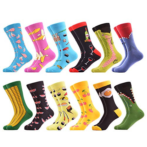 WeciBor Mens Dress Cool Colorful Fancy Novelty Funny Casual Combed Cotton Crew Socks Pack 06280
