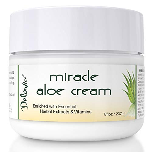 Face  Body Miracle Aloe Vera Moisturizing Cream  Facial Moisturizer Lotion  Day  Night Hydrating Skin Care for Dry Aging Sensitive Skin Eczema Psoriasis 8 oz for Men  Women by Deluvia